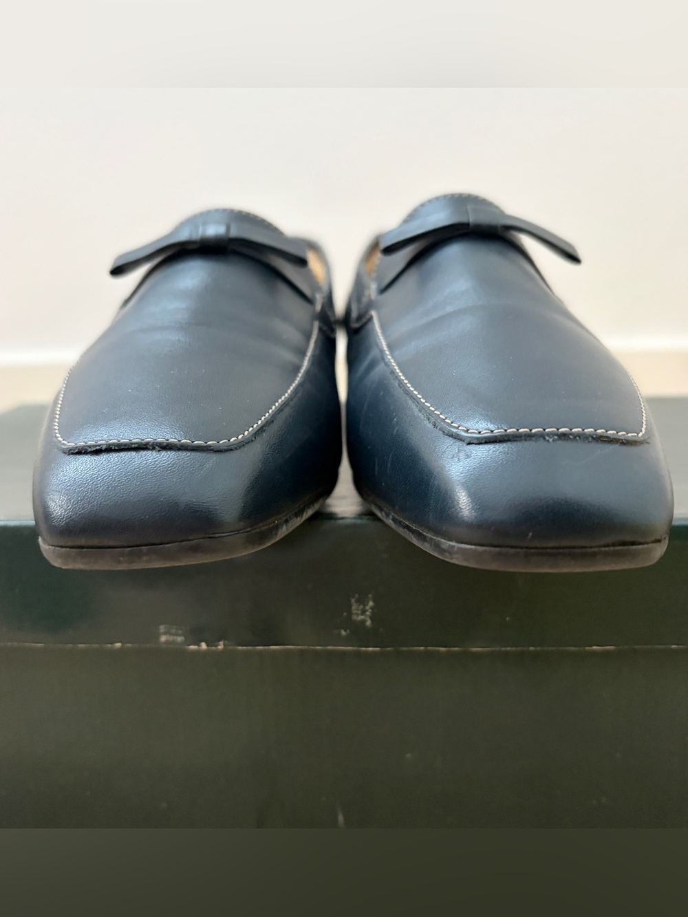 Laura Ashley Dark Navy Blue Loafers Heels Size 37 - Picture 6 of 12